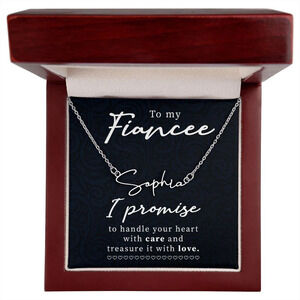 To My Fiancee I Promise Personalized Silver Tone Name Necklace Custom Name